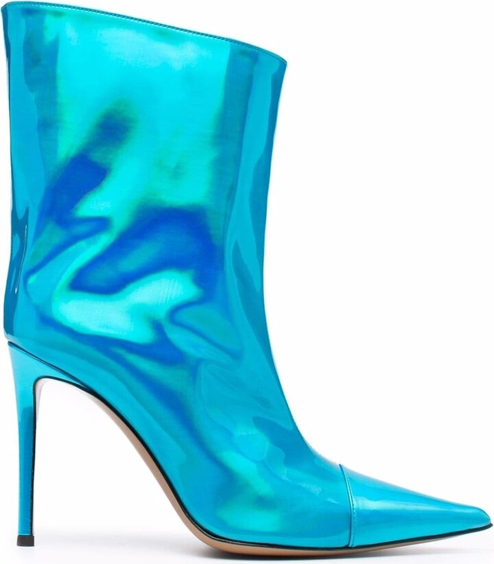 green metallic ankle boots