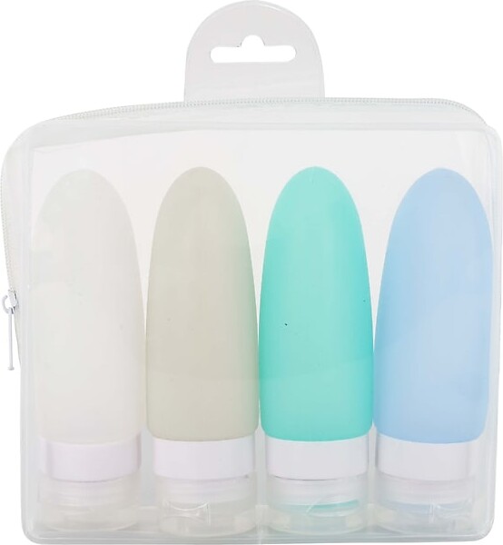 G Force 1.73" 4-Piece Silicone Toiletry Bag Kit, Assorted Colors (26815)
