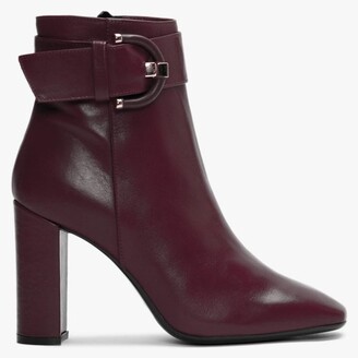 Daniel Ruckle Burgundy Leather Buckle Ankle Boots