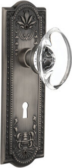 Nostalgic Warehouse Meadows Plate with Decorative Keyhole and Oval Clear Crystal Door Knob