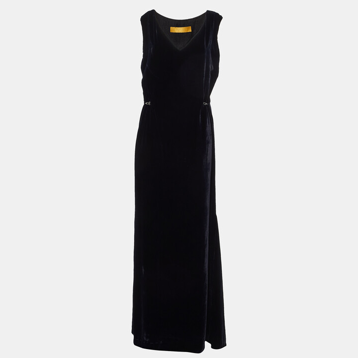 Lanvin Navy Blue Velvet Sleeveless Maxi Dress M
