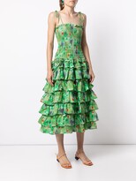 Thumbnail for your product : Bambah Floral-Print Ruffled Linen Dress