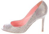 Thumbnail for your product : Sergio Rossi Lizard Peep-Toe Pumps