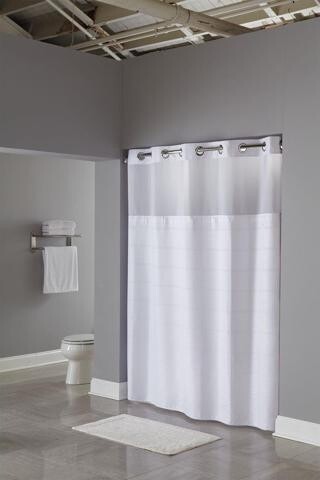 Hookless HBH20MPT01SLAM Shower Curtain, Plastic, White, 71 in W, 77 in L