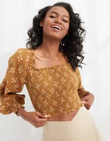 Thumbnail for your product : aerie Long Sleeve Pretty Smocked Top