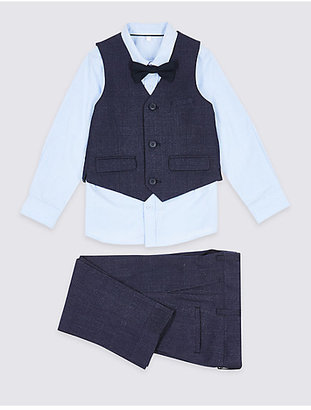 Marks and Spencer 4 Piece Waistcoat Trousers & Shirt with Bow Tie Outfit (1-5 Years)
