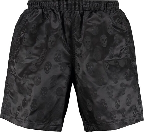 Mens Clothing Beachwear Boardshorts and swim shorts Alexander McQueen Biker Skull Swim Shorts in Black for Men 