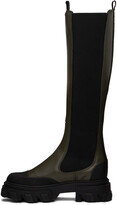 Thumbnail for your product : Ganni Khaki & Black Cleated High Chelsea Boots