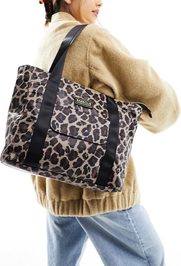 ASOS Barbour International tote bag in leopard print