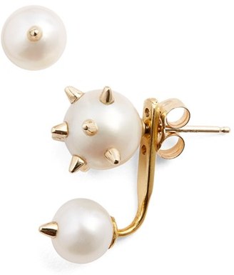 Nektar de Stagni Women's 'New Classics' Spike Cultured Pearl Mismatch Earrings With Earring Jacket
