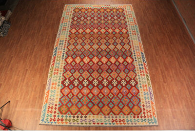 Dakota Fields Flat Weave Wool Kilim Oriental Large Rug 10x16