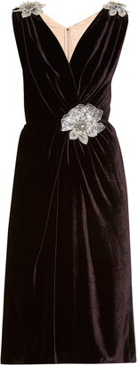 Dolce & Gabbana Crystal-embellished brocade and velvet dress