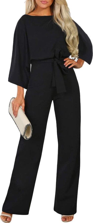 Paitluc Black Jumpsuit for Women Formal Jumpsuit Long Sleeve - Main Image