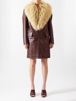 Shearling-collar Leather Coat 