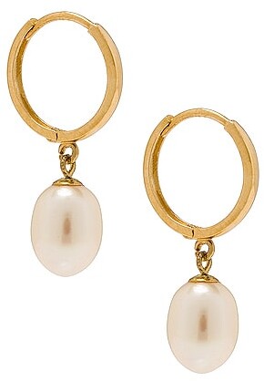 925 Sterling Silver Gold Pearl Hoop Earrings for Women Dangle Pearl Drop Earrings Huggie Gifts for Girls Mother Her 