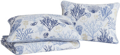 Design Studio Key West Blue/Tan All-Season Reversible Cotton Quilt Set