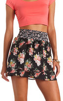 Thumbnail for your product : Charlotte Russe Shirred Waist Floral Print Tiered Skirt