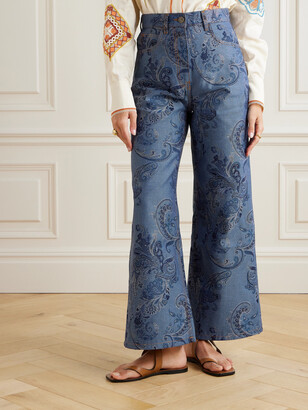 Etro Denim-jacquard High-rise Wide-leg Jeans - Blue - ShopStyle