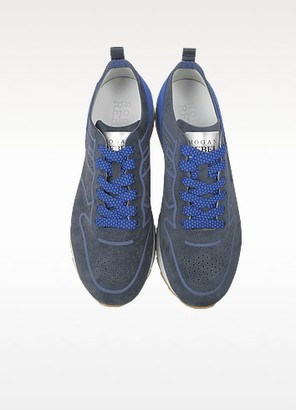 Hogan R261 Blue Perforated Suede Mid Top Men's Sneakers