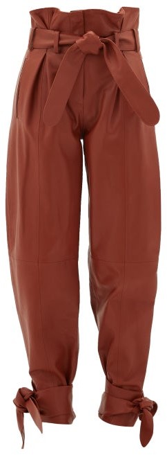 high rise leather trousers