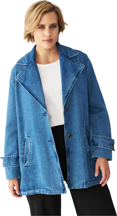 Ellos Women's Button Front Denim A-Line Jacket