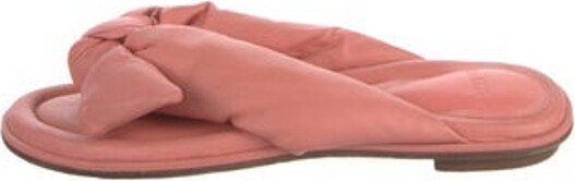 Alexandre Birman Leather Slides Pink Bow Accents Crossover Straps Designer