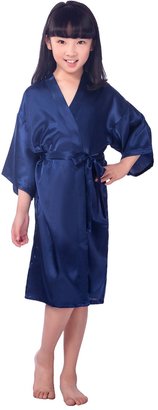 Honeystore Girls' Satin Flower Girl Kimono Robe Junior Bridesmaid Child Bathrobe 12
