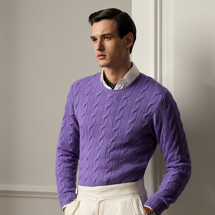 Purple Label Ralph Lauren Cable-Knit Cashmere Sweater - ShopStyle