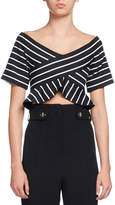 Thumbnail for your product : Proenza Schouler Striped Off-the-Shoulder Cropped Blouse, Multi