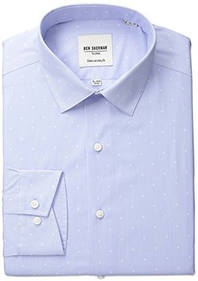 Ben Sherman Men's Polka Dot Shirt with Spread Collar, Blue/White, .9714285714286