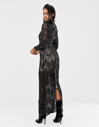 ASOS DESIGN x LaQuan Smith funnel neck embellished maxi dress