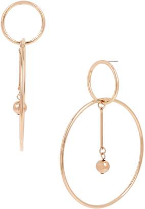 BCBGeneration Winter Metals Rose Goldtone Double Circle Drop Earrings