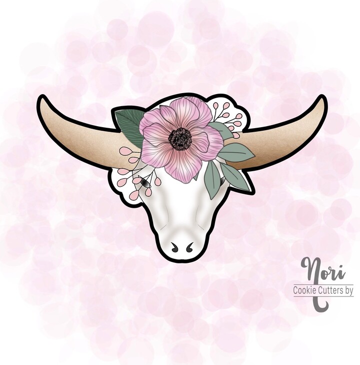 Floral Longhorn Cookie Cutter - Cutters By Nori Cn1190