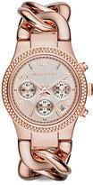 Thumbnail for your product : Michael Kors Runway Twist Rose Goldtone Stainless Steel & Pave Crystal Chronograph Bracelet Watch