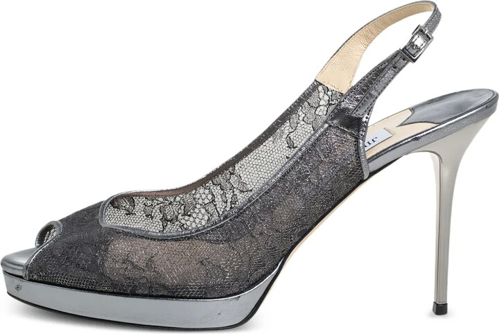 Jimmy Choo Pre-Owned 105mm Lace Slingback Sandals