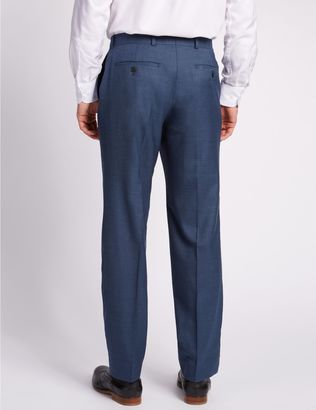Marks and Spencer Blue Regular Fit Wool Trousers