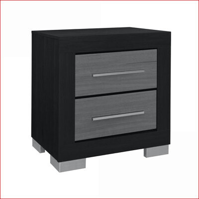 Latitude Run Elsa Two-Tone Black & Grey Nightstand with Spacious Drawer