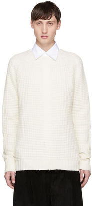 Saturdays NYC White Miguel Waffle Knit Sweater