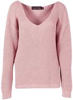 Thumbnail for your product : boohoo Oversized V Neck Jumper