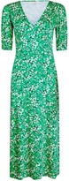 Thumbnail for your product : Miss Selfridge Green Floral Print Midi Skater Dress