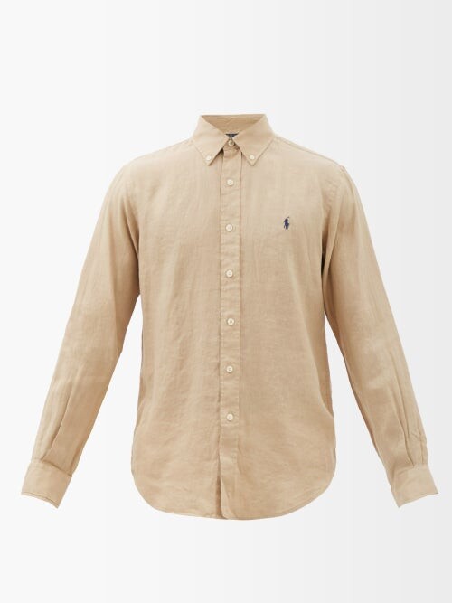 Polo Ralph Lauren Logo-embroidered Linen Shirt - Beige - ShopStyle