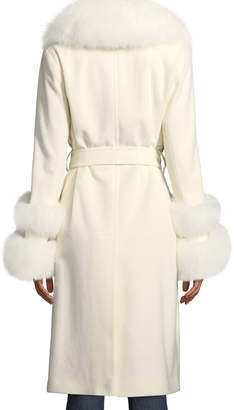 Sofia Cashmere Fur Shawl-Collar & Double-Cuff Coat
