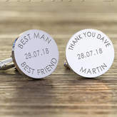 Thumbnail for your product : Nest Personalised Any Message Silver Cufflinks