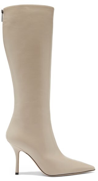 cream colored knee high boots