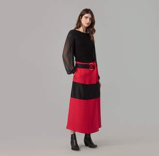 Amanda Wakeley Red Cloque Wrap Skirt