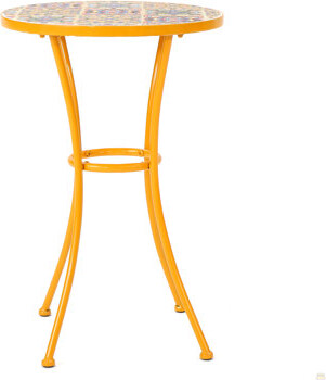 East Urban Home Outdoor Side Table With Tile Mosaic Table Top And Metal Legs