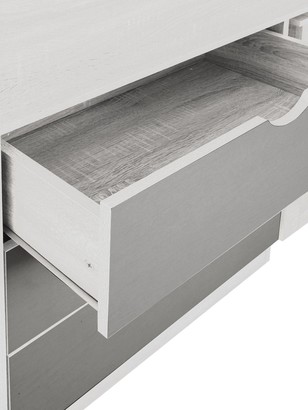 Mico Mid Sleeper Bed with Pull-Out Desk and Storage - Grained White/Grey