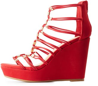 Charlotte Russe Bamboo Caged Wedge Sandals