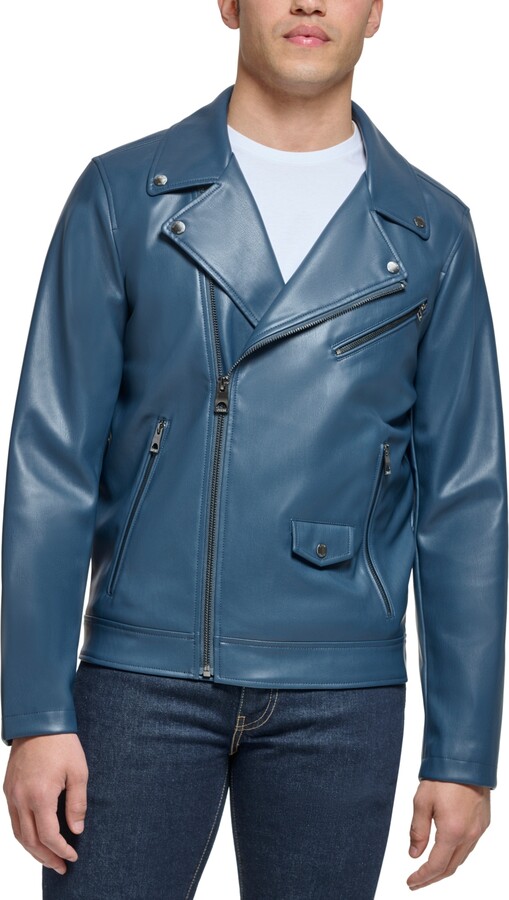 GUESS Men's Faux Leather Motorcycle Jacket ShopStyle