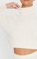 Thumbnail for your product : SWAGGER Cream Roll Neck Cable Knit Cropped Jumper
